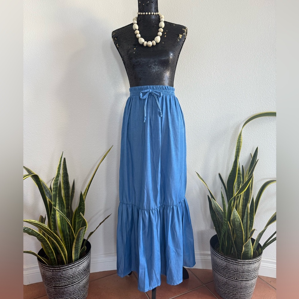 NIC+ZOE Deep Ocean Tiered Maxi Skirt Size Medium